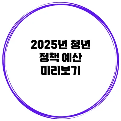 2025년 청년 정책 예산 미리보기