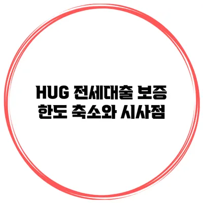 HUG 전세대출 보증 한도 축소와 시사점
