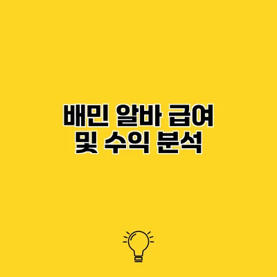 배민 알바 급여 및 수익 분석