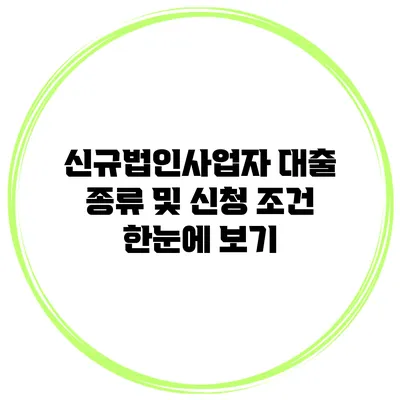 신규법인사업자 대출 종류 및 신청 조건 한눈에 보기