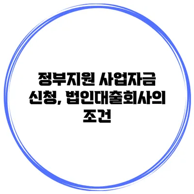 정부지원 사업자금 신청, 법인대출회사의 조건