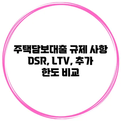 주택담보대출 규제 사항 DSR, LTV, 추가 한도 비교