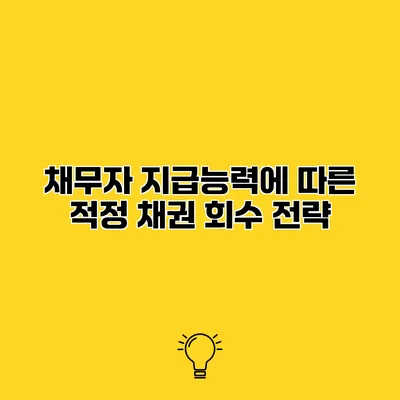 채무자 지급능력에 따른 적정 채권 회수 전략